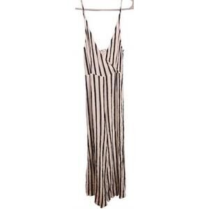 Forever 21 Women's White & Black Striped Sleeveless Wide Leg Jumpsuit‎ Medium
